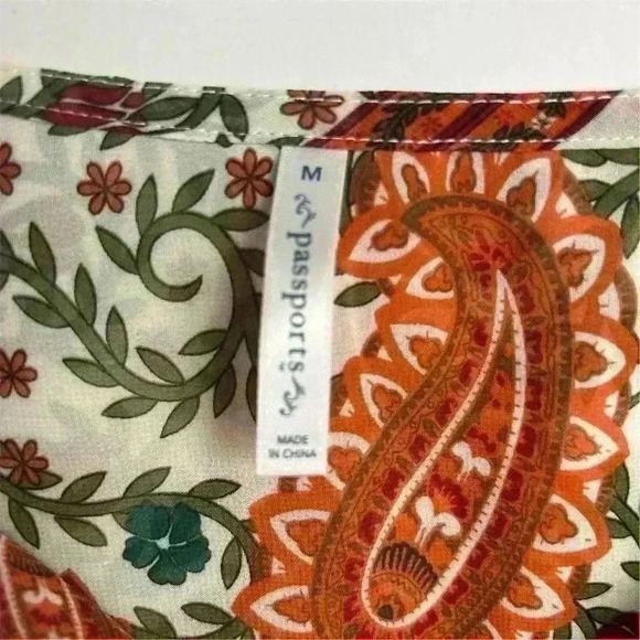 Passports Women's Boho Sheer Paisley Print Blouse Multicolor Size M - Picture 2 of 10